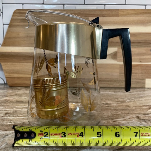 Donald Douglas Gold Leaf Flameproof Tea Maker with Gold Tea Infuser - Vintage - Picture 11 of 11